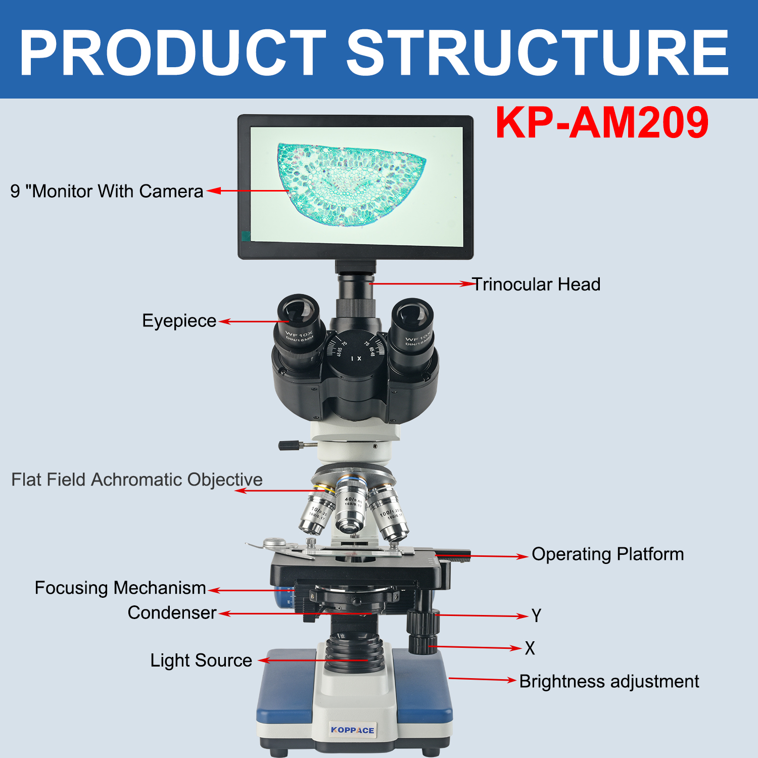 KOPPACE 40X-2500X Electron Com - đánh giá và giá Microscope Compound 40X