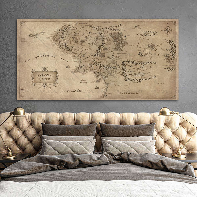 Retro The-Lord-of-Rings Map Po - đánh giá và giá Star Map Poster
