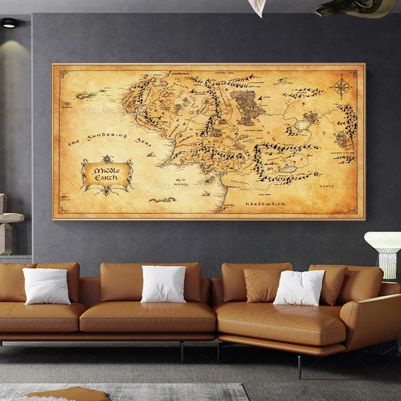 Retro The-Lord-of-Rings Map Po - đánh giá và giá Star Map Poster